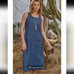 J.Jil Chqmbray Multi Tieredl Sleeveless Denim Dress | Sz M | Like New